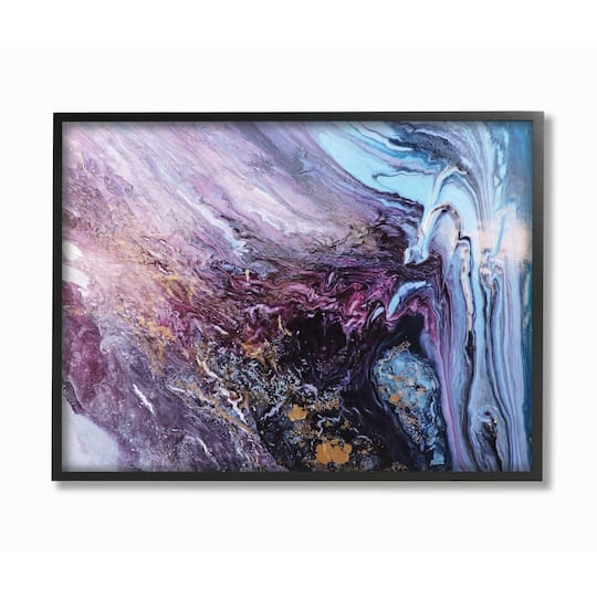 Stupell Industries Abstract Liquid Purple Blue Texture Painting Framed Wall Art